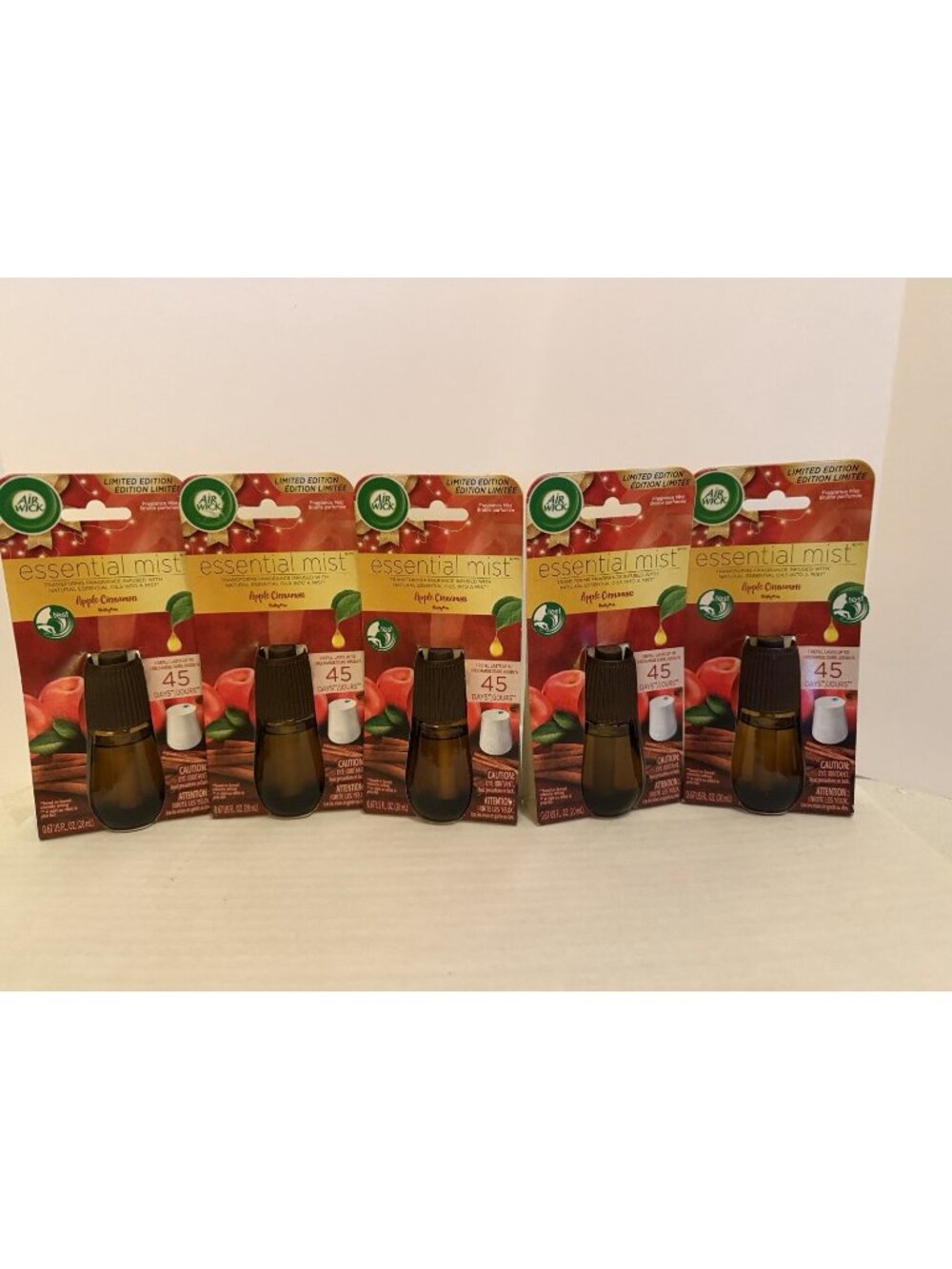 Air Wick Essential Mist Oils Diffuser Air Freshener Refills Apple Cinnamon 5 Ct